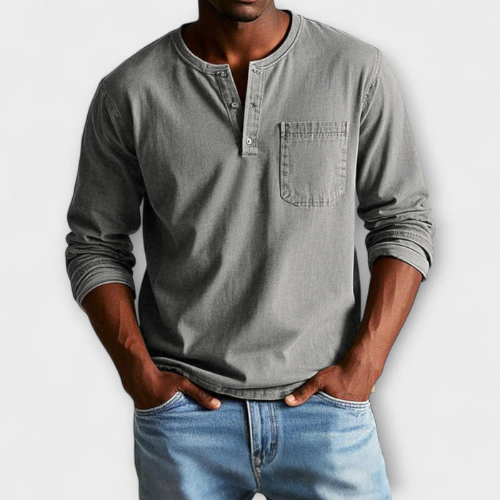 Herren Pullover mit Knopfleiste und langen Ärmeln