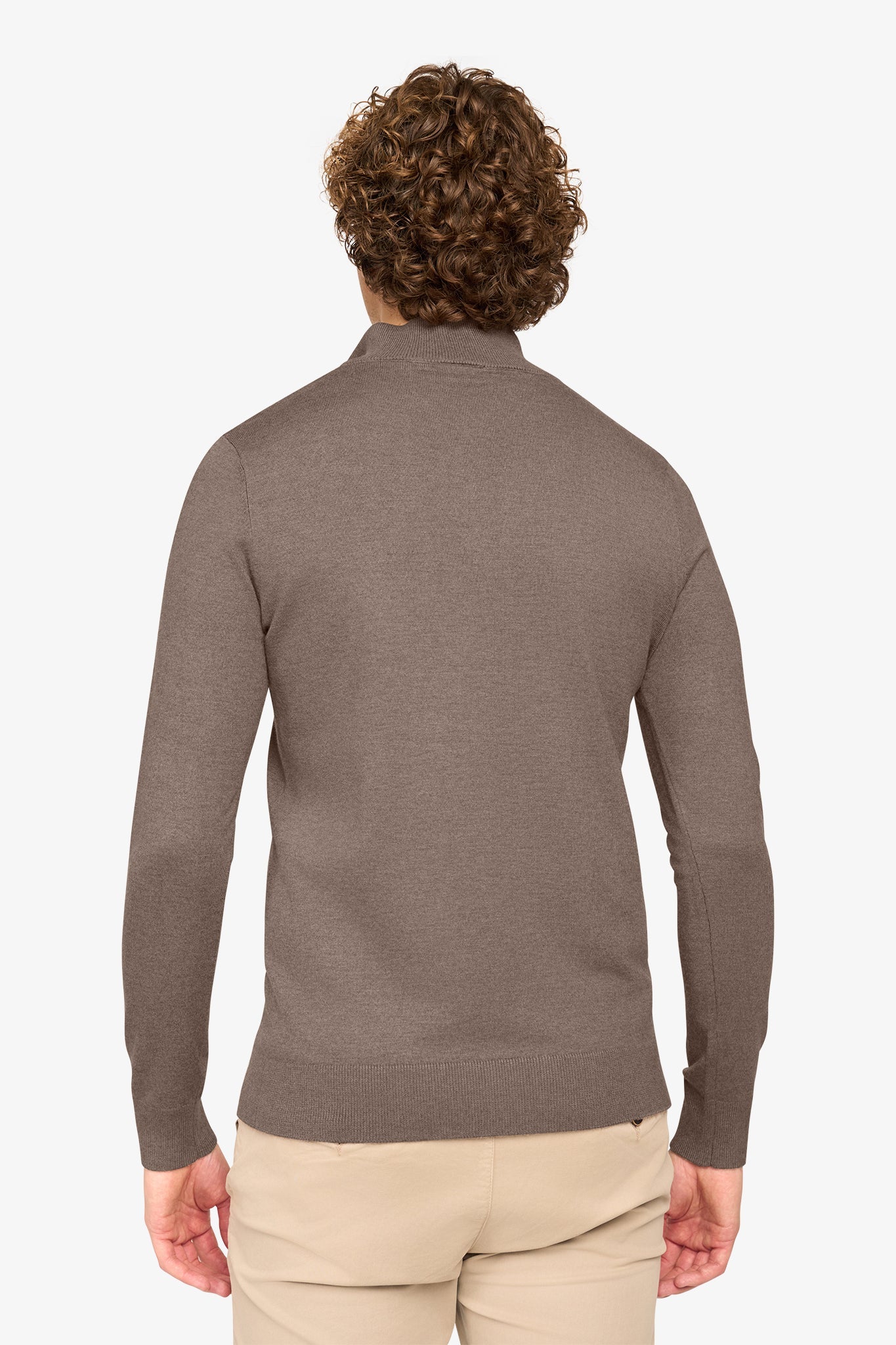 Herren Pullover mit Stehkragen und kurzer Reißverschluss