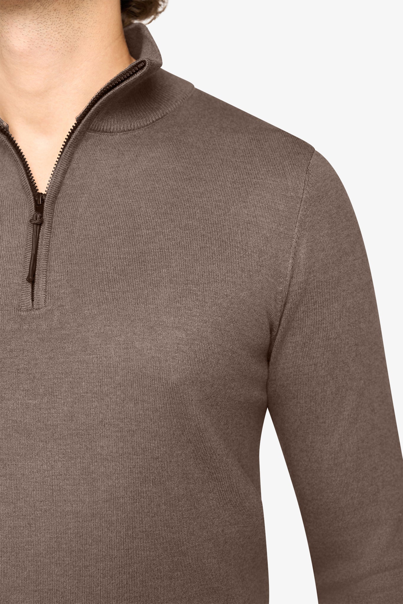 Herren Pullover mit Stehkragen und kurzer Reißverschluss