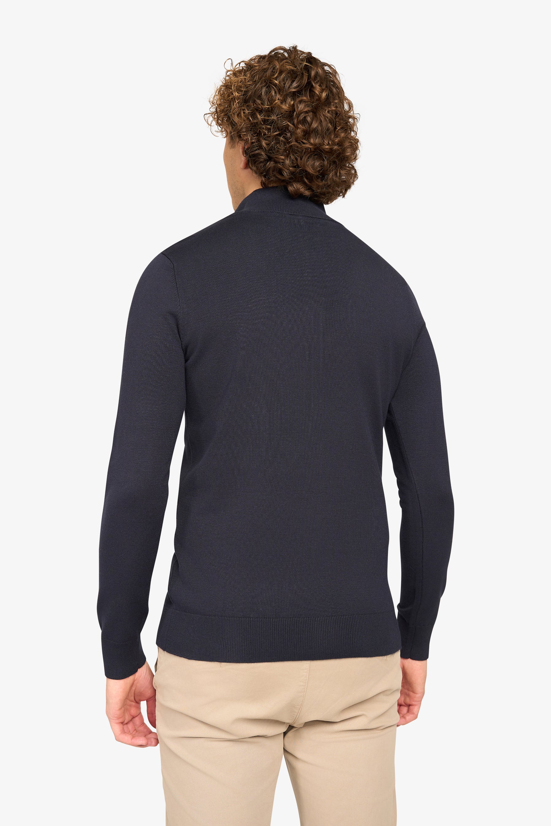 Herren Pullover mit Stehkragen und kurzer Reißverschluss