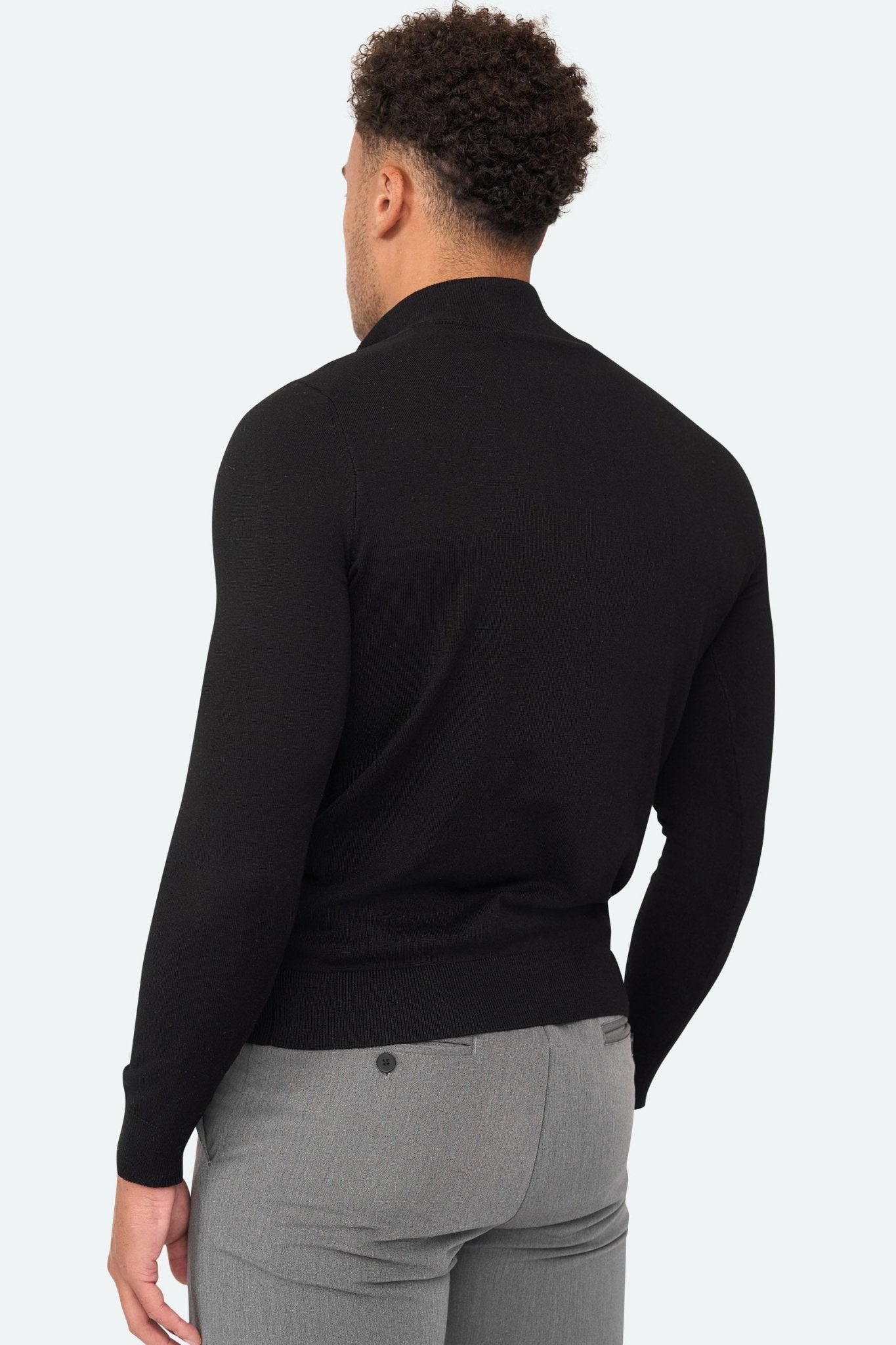 Herren Pullover mit Stehkragen und kurzer Reißverschluss