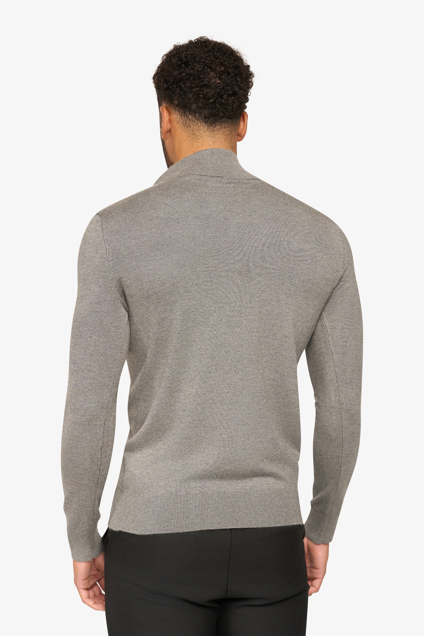 Herren Pullover mit Stehkragen und kurzer Reißverschluss