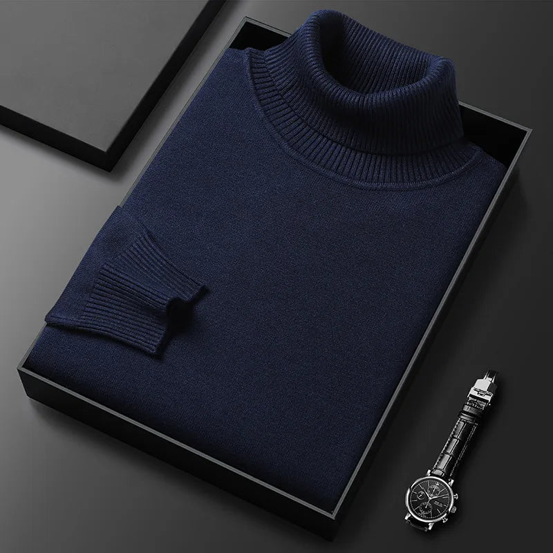 Herren Rollkragenpullover mit langen Ärmeln und hohem Kragen