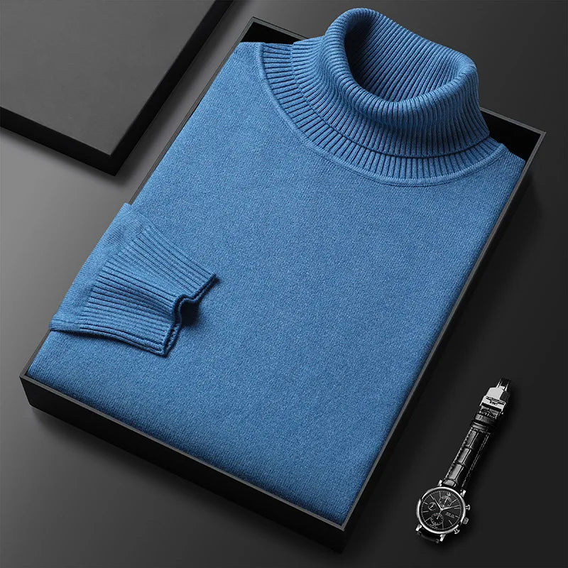 Herren Rollkragenpullover mit langen Ärmeln und hohem Kragen