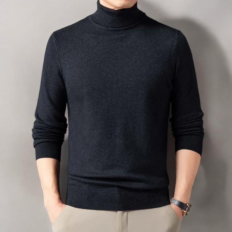 Herren Rollkragenpullover mit langen Ärmeln und hohem Kragen