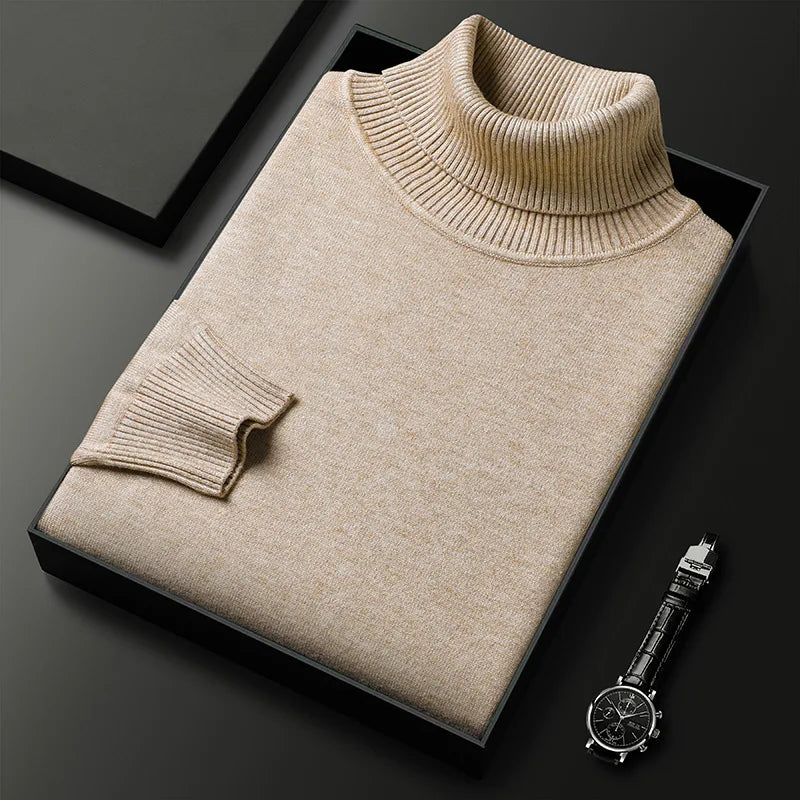 Herren Rollkragenpullover mit langen Ärmeln und hohem Kragen