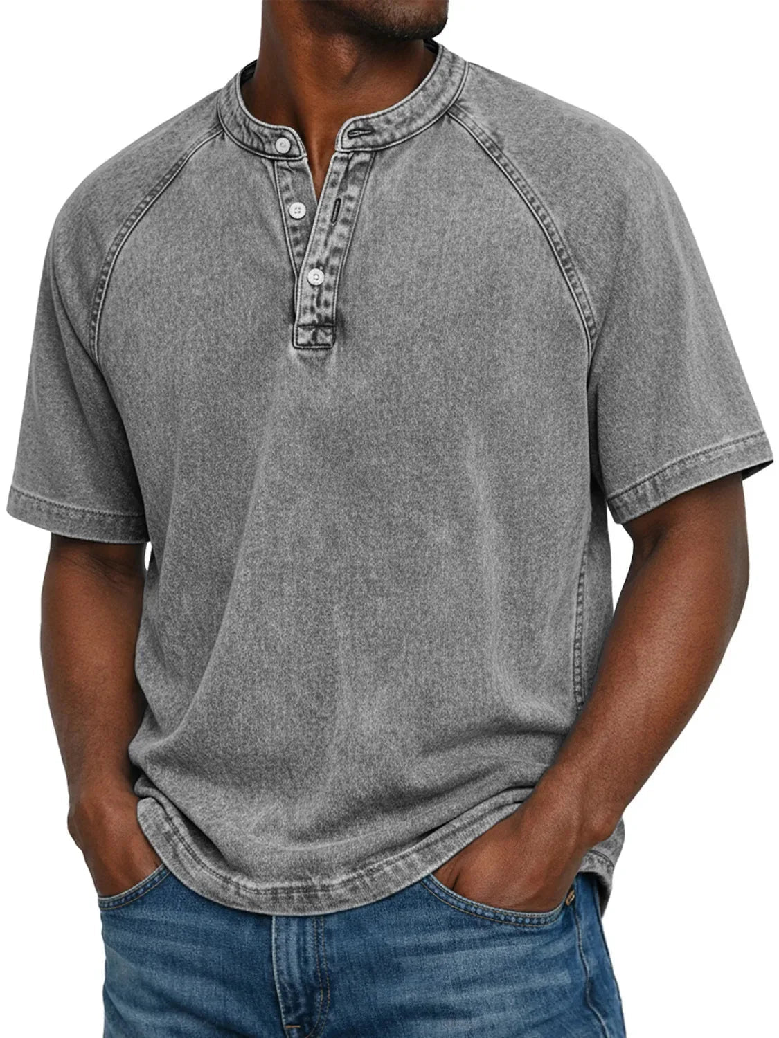 Herren Shirt mit Knöpfen und kurzen Ärmeln