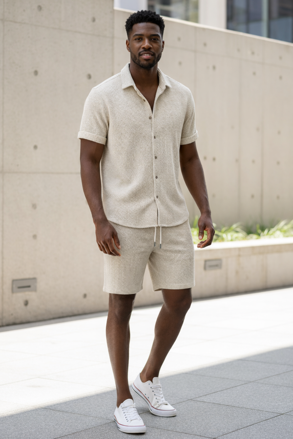 Herren Sommer Kombination mit Hemd und Shorts