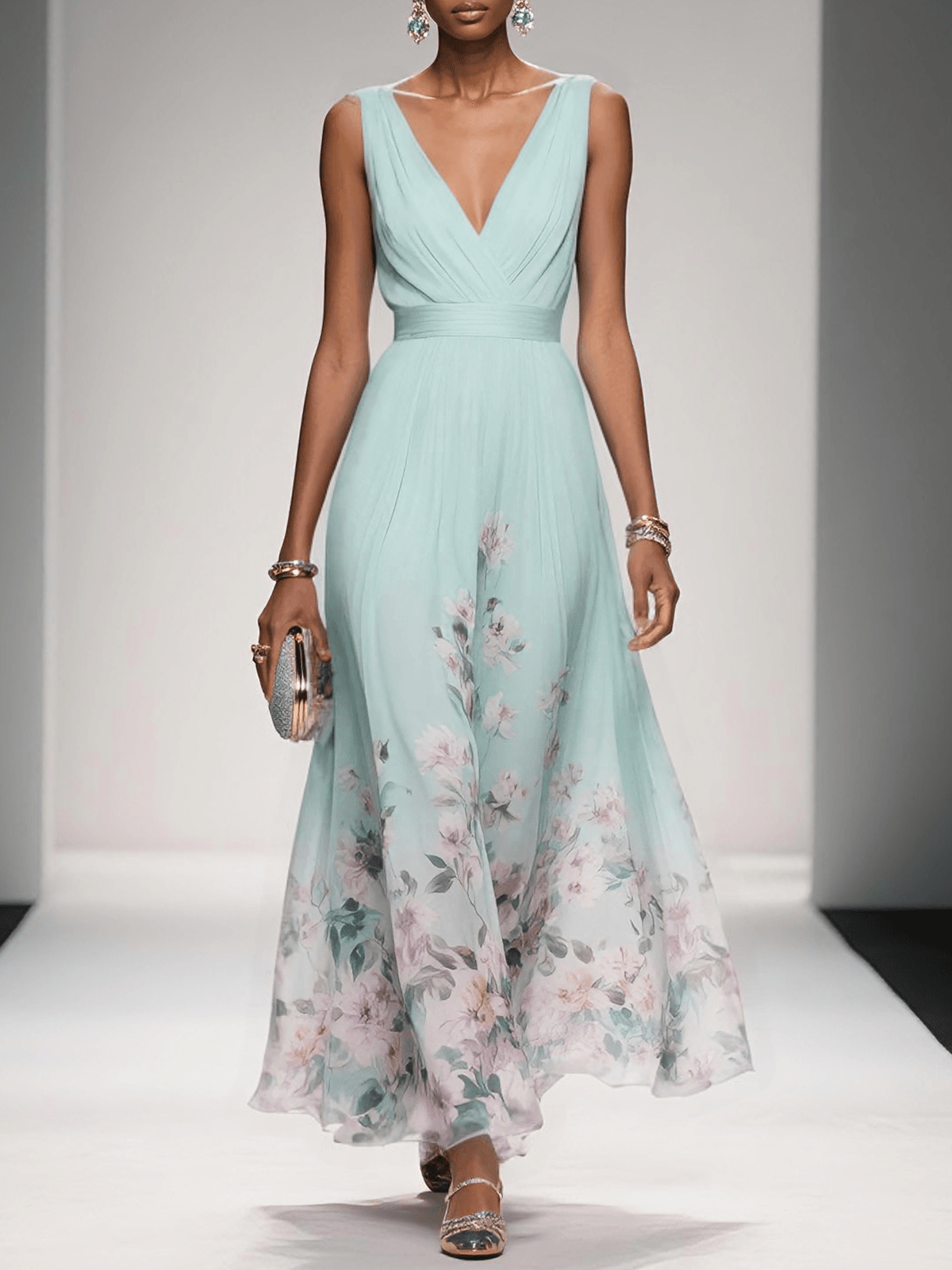 Maxikleid mit Blumenmuster für Feste