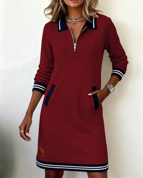 Kleid mit langen Ärmeln und Polo Kragen