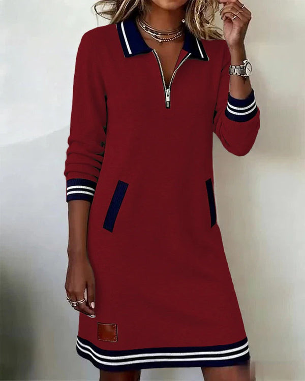 Kleid mit langen Ärmeln und Polo Kragen