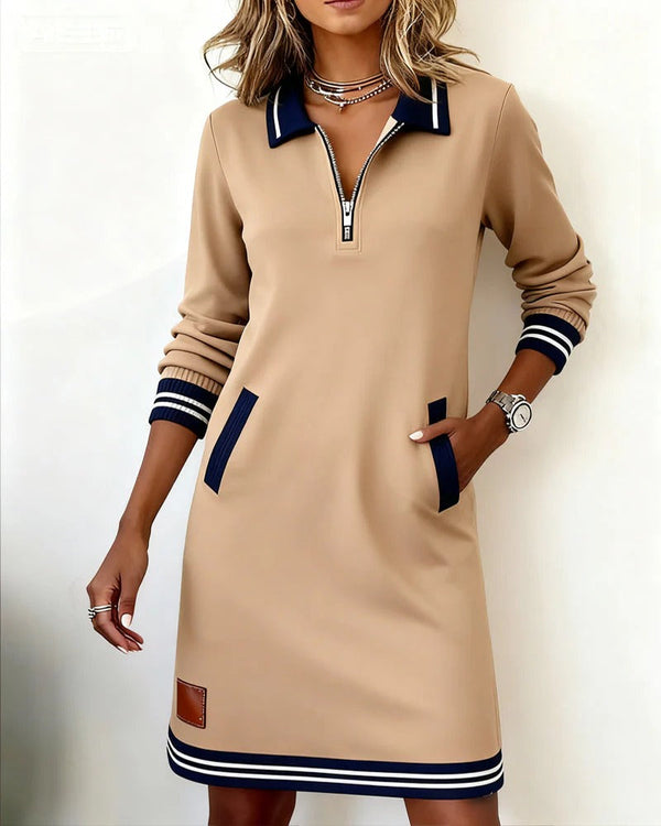 Kleid mit langen Ärmeln und Polo Kragen