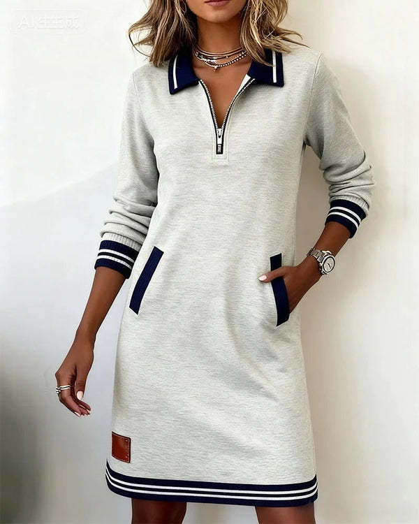 Kleid mit langen Ärmeln und Polo Kragen