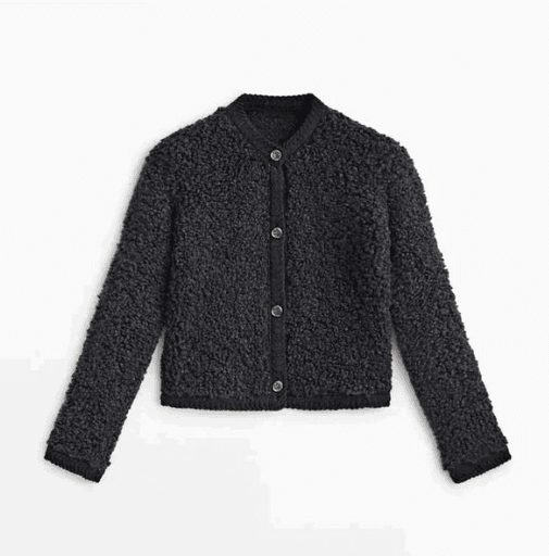 Kurze Damen-Strickjacke mit Knopfleiste