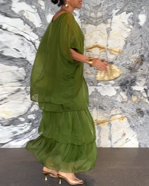 Langes Damenkleid mit lockerer fliessender Form