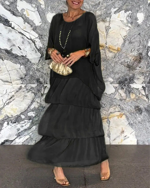 Langes Damenkleid mit lockerer fliessender Form