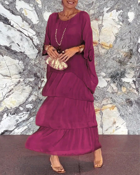 Langes Damenkleid mit lockerer fliessender Form