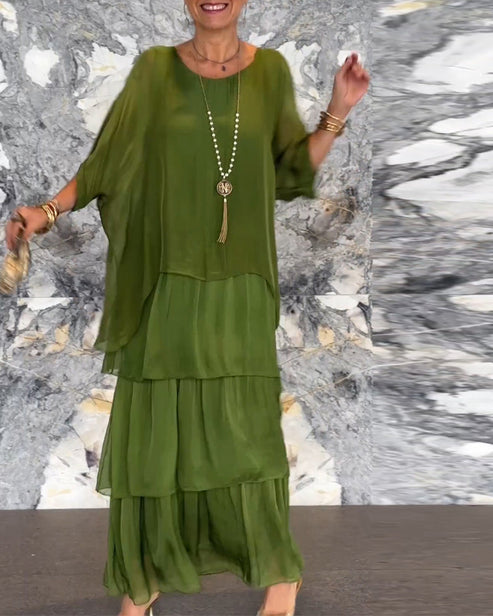 Langes Damenkleid mit lockerer fliessender Form