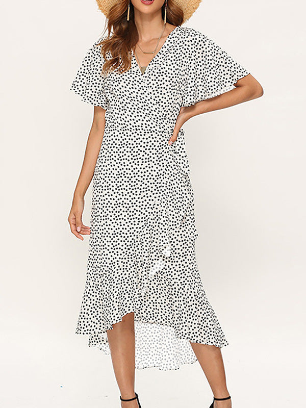 Lässiges Maxikleid mit Wickelform und V Ausschnitt