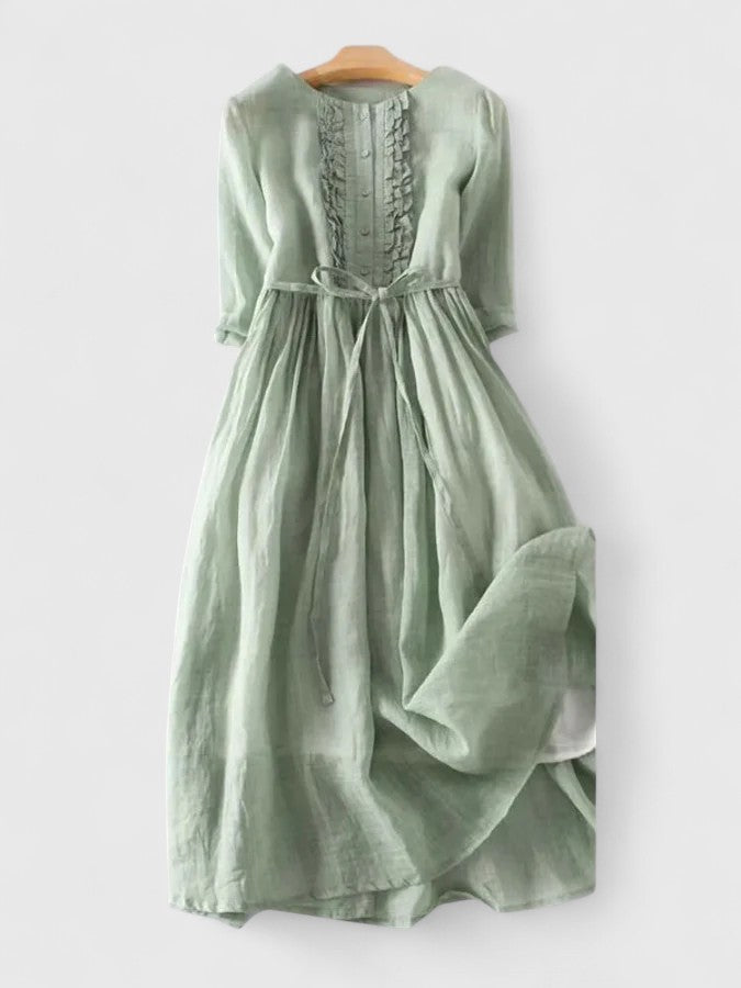 Midikleid mit Bindegürtel und Ärmeln