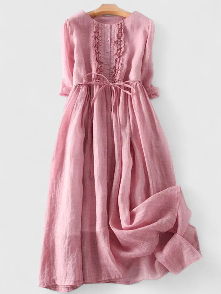 Midikleid mit Bindegürtel und Ärmeln