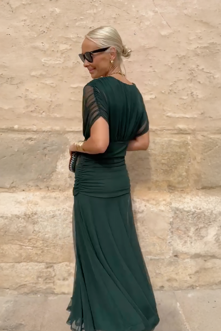 Maxi Kleid mit V-Ausschnitt und fließender Form