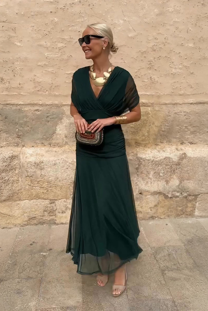 Maxi Kleid mit V-Ausschnitt und fließender Form