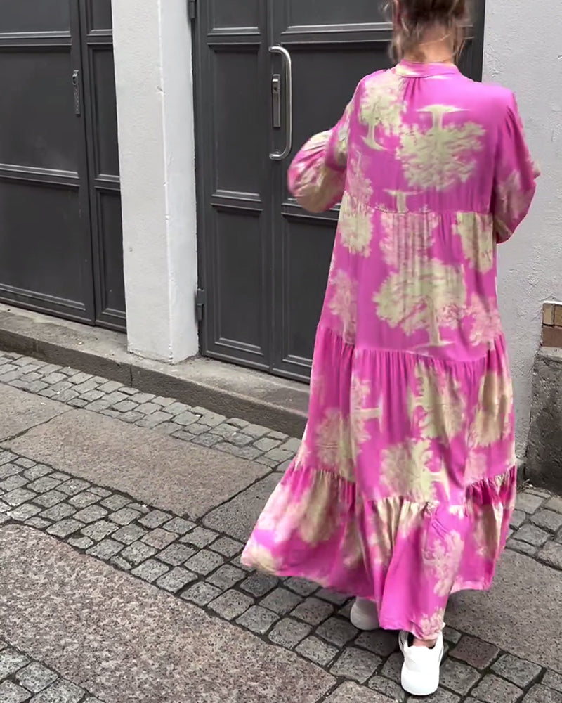 Maxikleid mit Muster und weiten Ärmeln