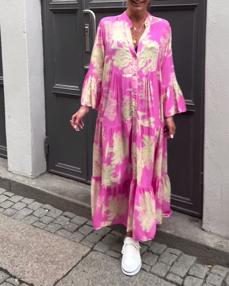 Maxikleid mit Muster und weiten Ärmeln