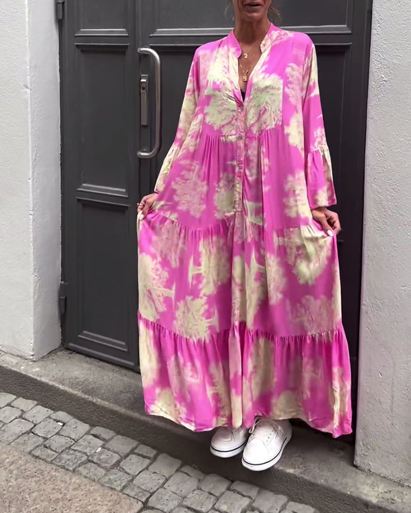 Maxikleid mit Muster und weiten Ärmeln