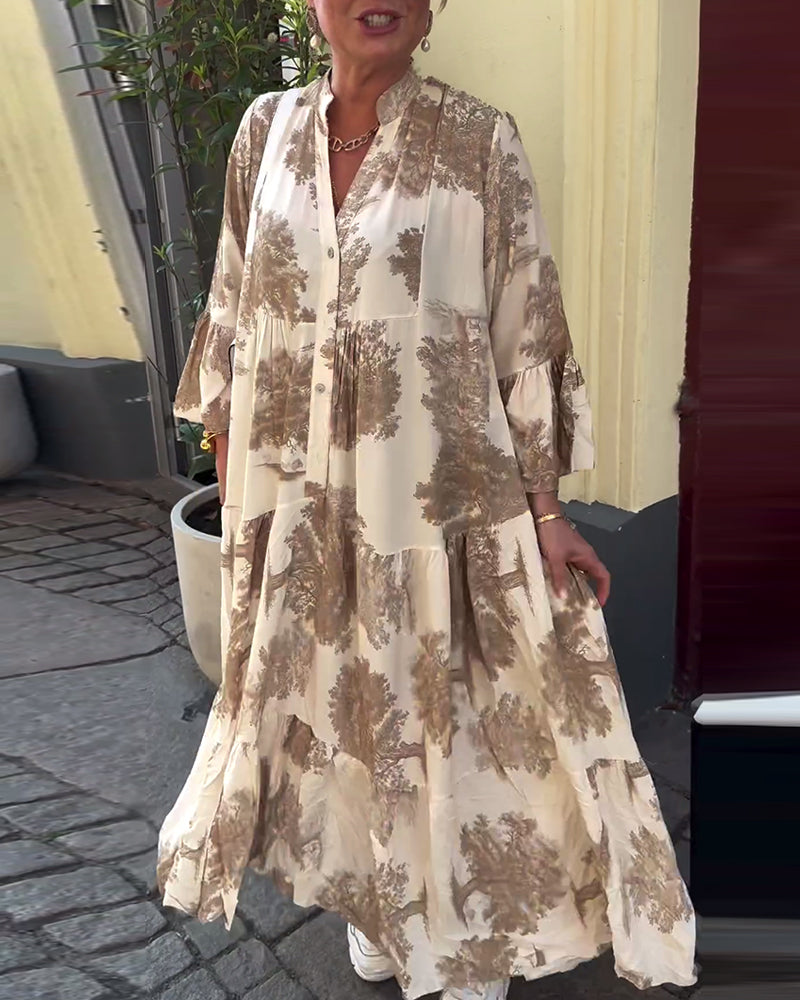 Maxikleid mit Muster und weiten Ärmeln