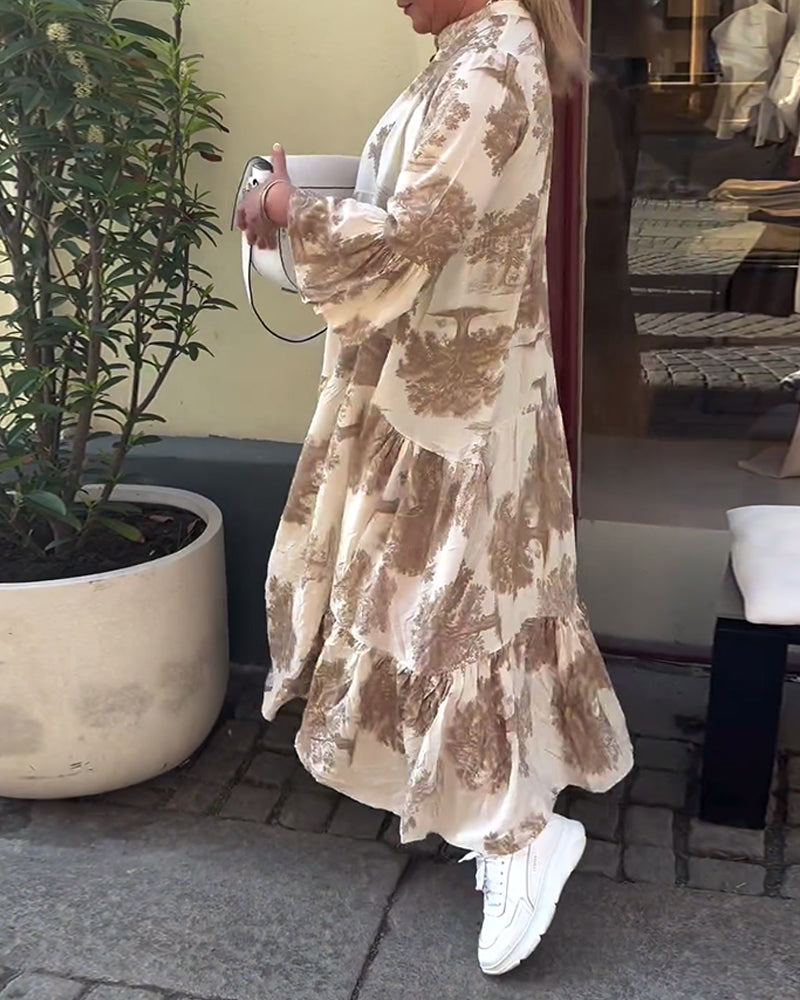 Maxikleid mit Muster und weiten Ärmeln