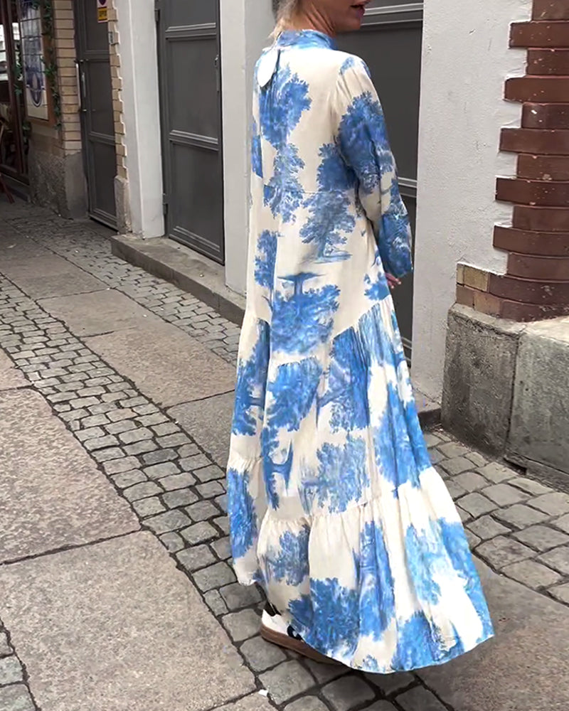 Maxikleid mit Muster und weiten Ärmeln