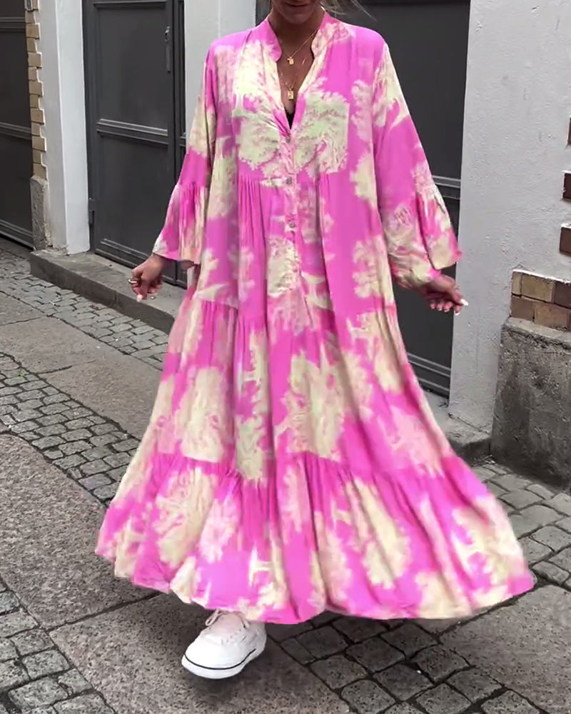 Maxikleid mit Muster und weiten Ärmeln