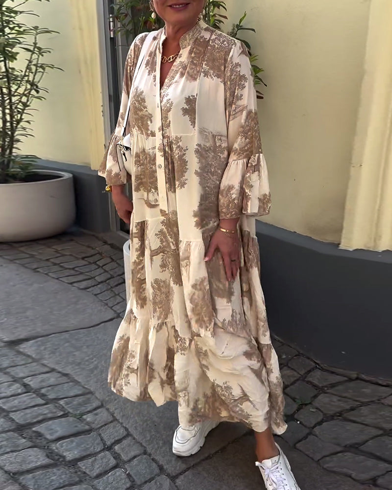 Maxikleid mit Muster und weiten Ärmeln