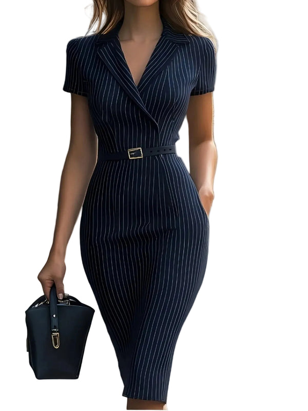 Mittellanges Kleid mit kurzen Ärmeln und Kragen