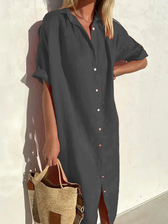 Lockeres Hemdkleid mit kurzen Ärmeln