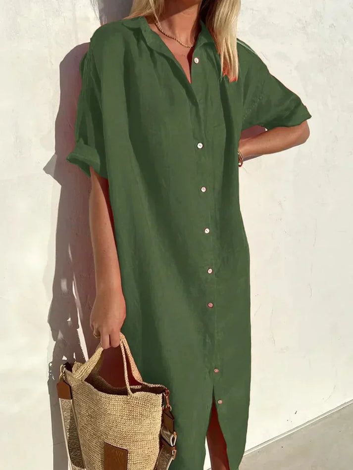 Lockeres Hemdkleid mit kurzen Ärmeln