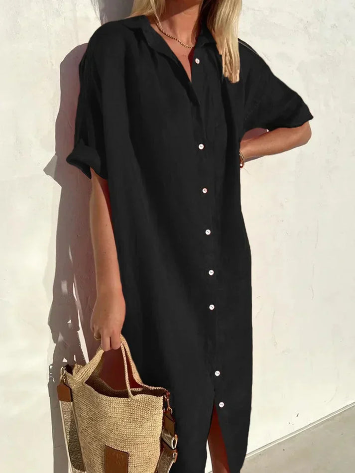 Lockeres Hemdkleid mit kurzen Ärmeln