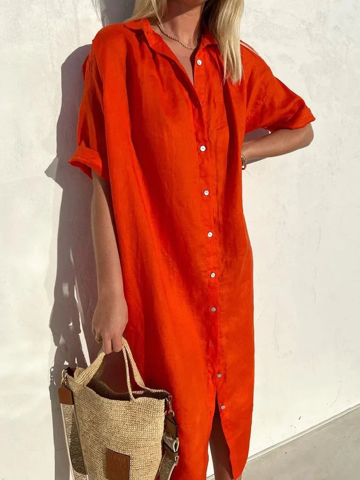 Lockeres Hemdkleid mit kurzen Ärmeln