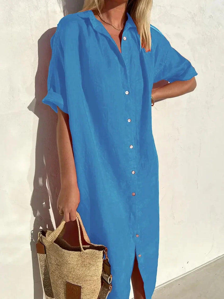 Lockeres Hemdkleid mit kurzen Ärmeln