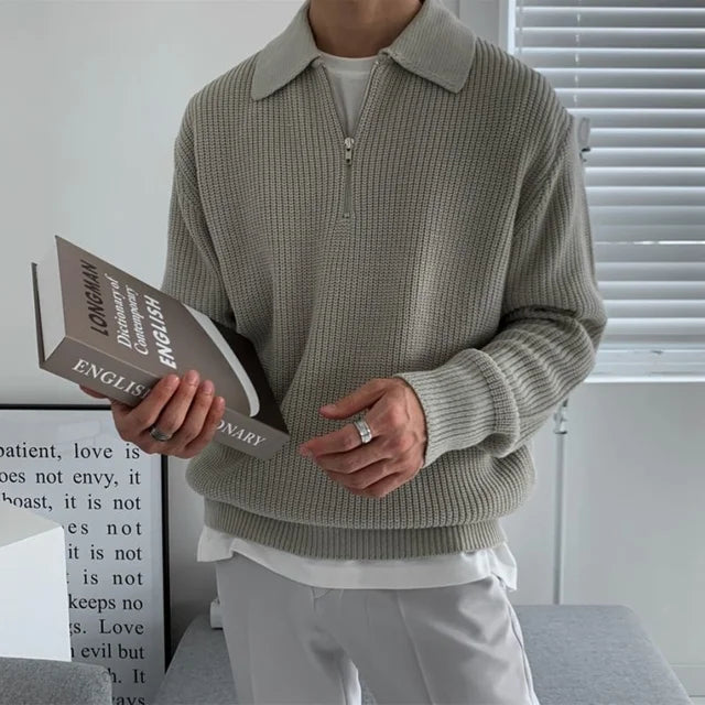 Polo Pullover mit langen Ärmeln und klarer Form