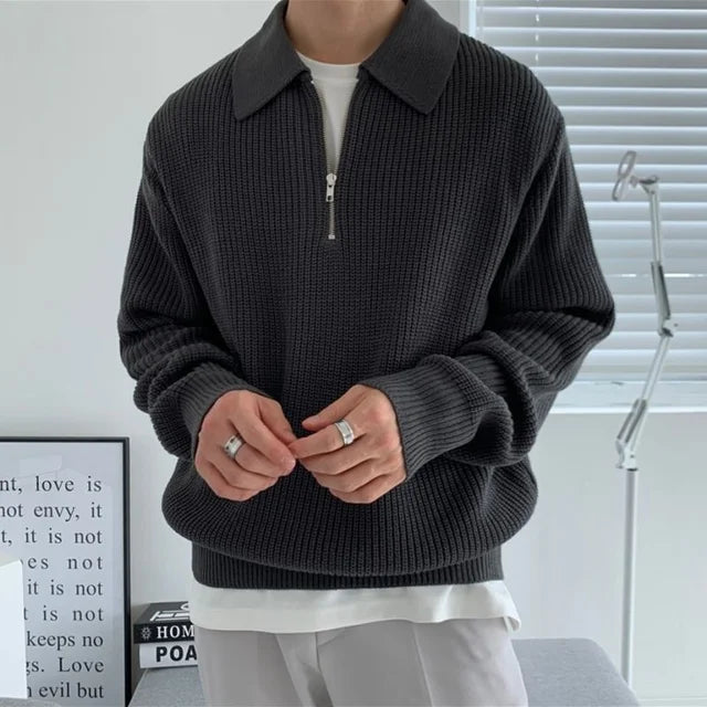 Polo Pullover mit langen Ärmeln und klarer Form