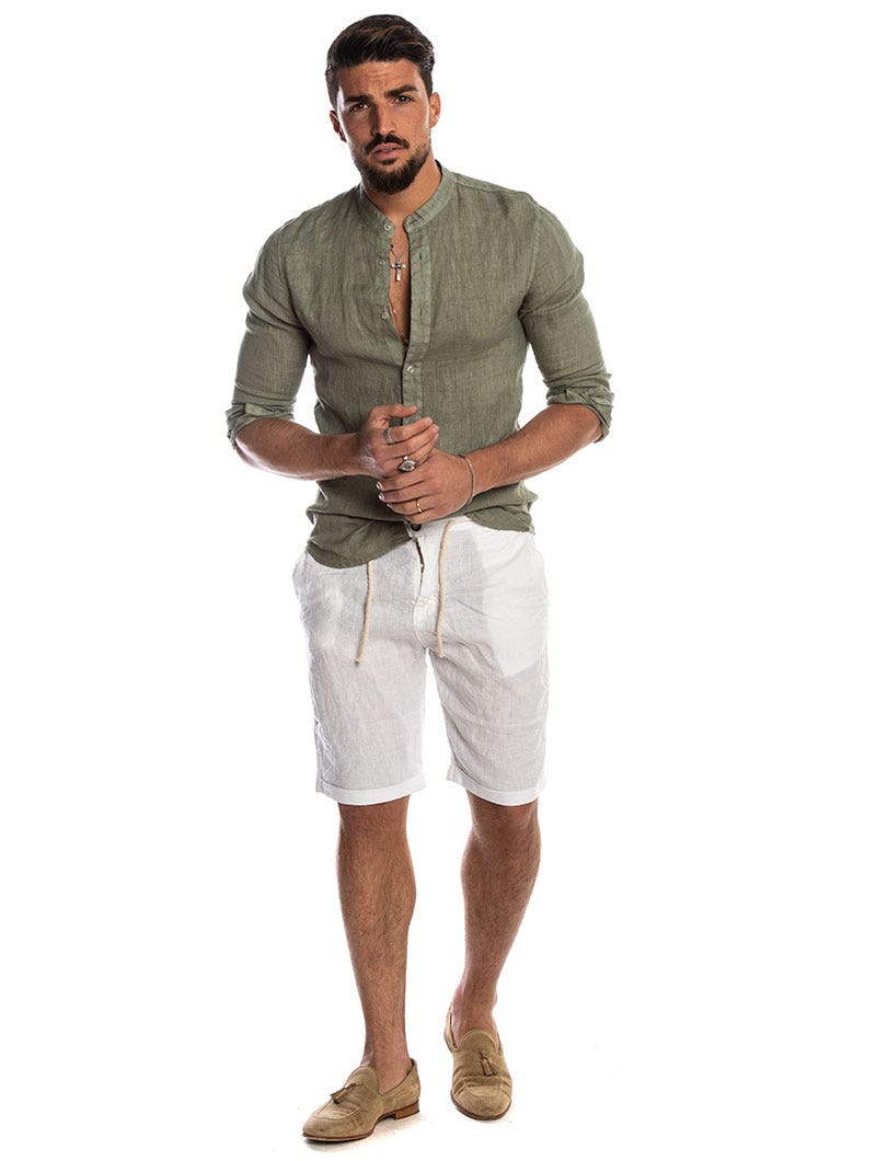 Sommer Herren Hemd mit Knöpfen und Kragen