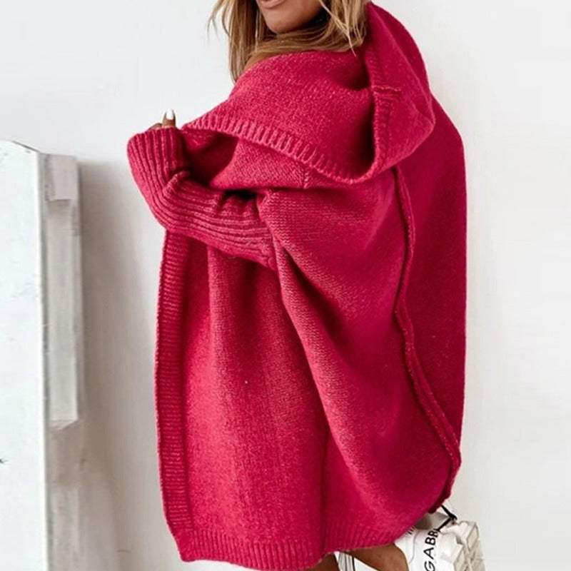 Stilvolle Damen Strickjacke mit Kapuze