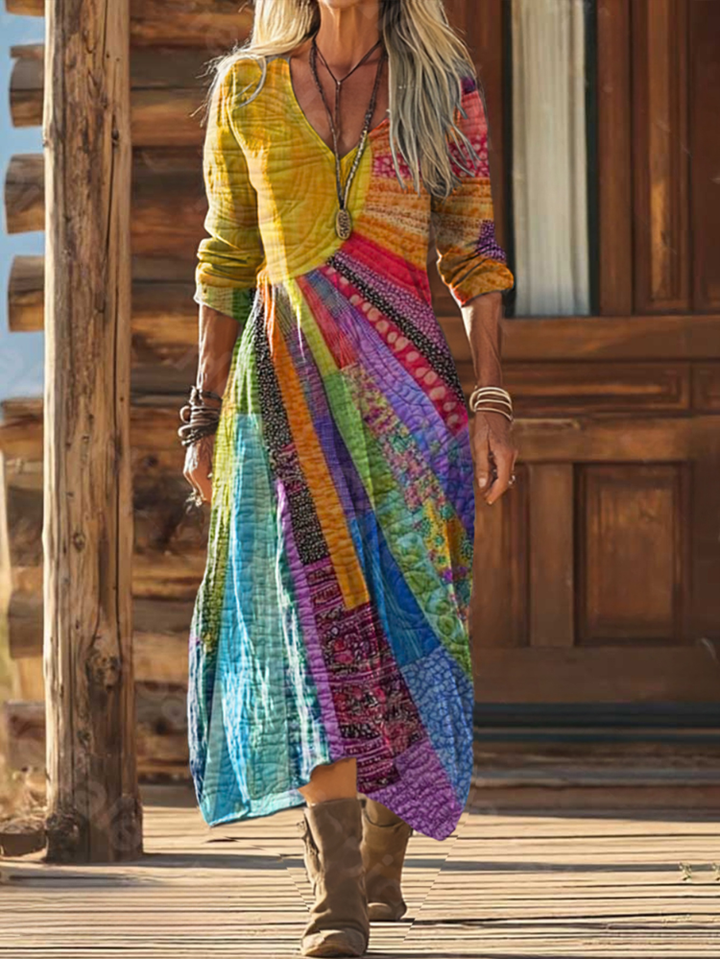 TitelBohemian Damen Kleid mit Auffälligem Muster