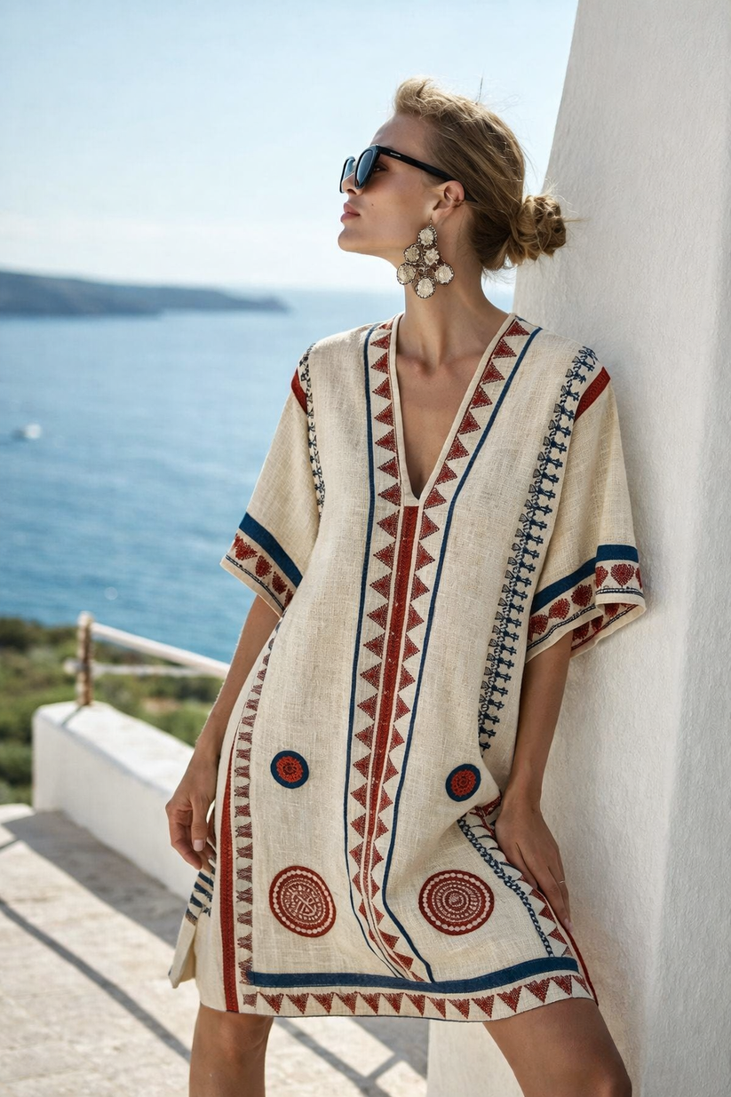 Damen Kurzes Strand Kleid mit lockerer Struktur