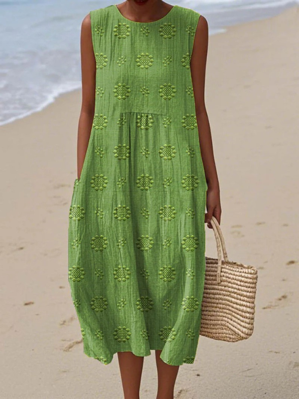 Titel Langes Sommerkleid ohne Ärmel mit lockerer Form