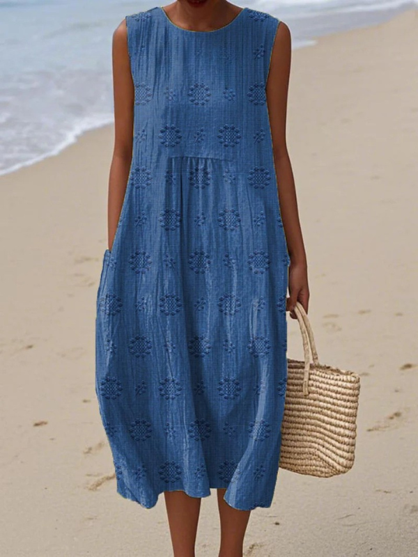 Titel Langes Sommerkleid ohne Ärmel mit lockerer Form