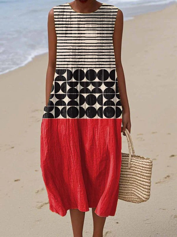 Titel Langes Sommerkleid ohne Ärmel mit lockerer Form
